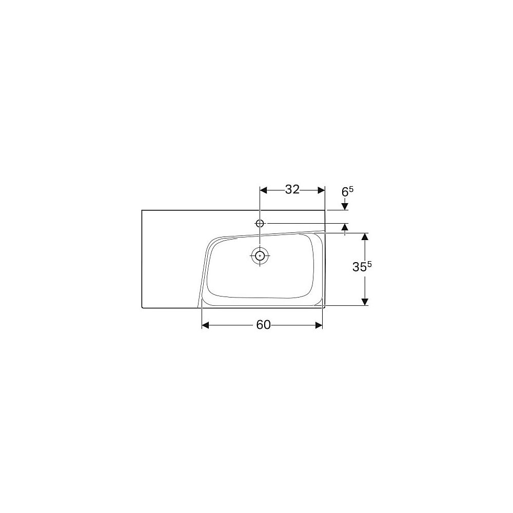 Geberit Xeno2 Waschtisch, Ablagefläche links, Breite 90cm, Tiefe 48cm, Hahnloch mitt... GEBERIT-500535011 4025416605546 (Abb. 4)