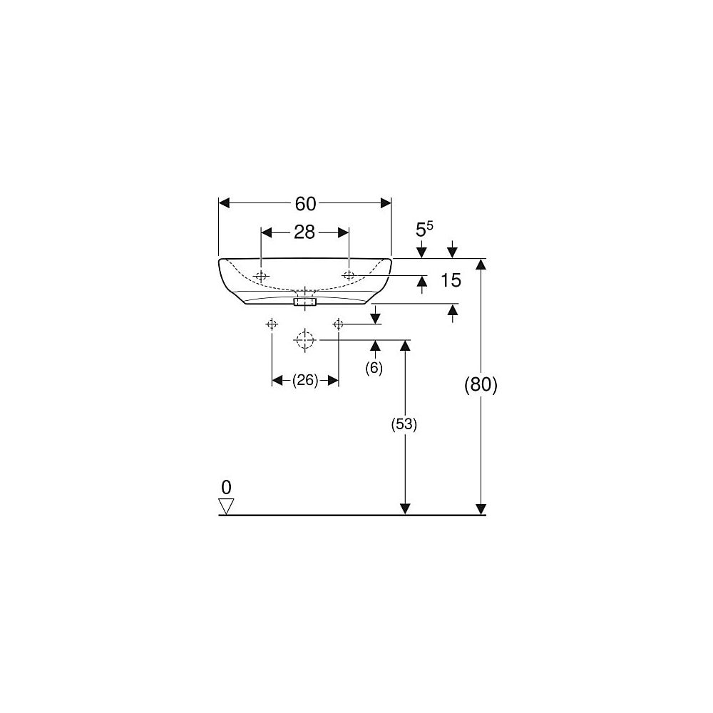 Geberit Renova Comfort Waschtisch barrierefrei, Breite 60cm, Tiefe 55cm, ohne Hahnlo... GEBERIT-501990001 4025410605238 (Abb. 5)