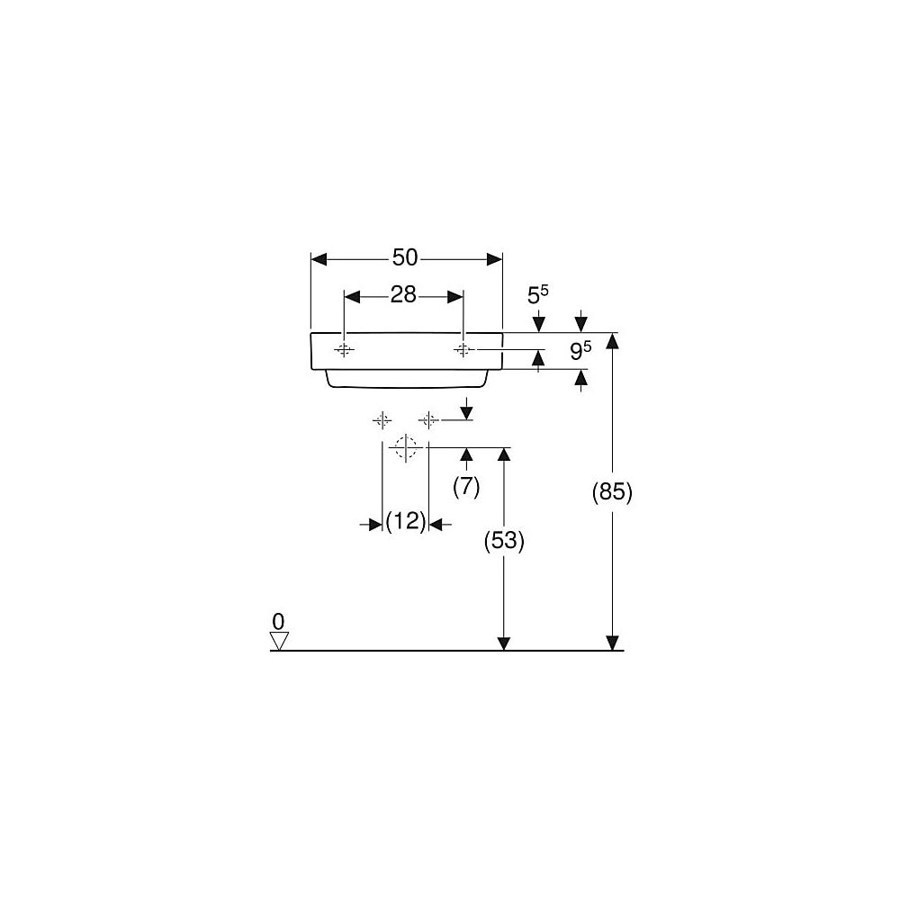 Geberit ONE Waschtisch Abgang horizontal, B 50cm, Tiefe 41cm, Hahnloch mittig, ohne ... GEBERIT-505019001 4025410593771 (Abb. 5)