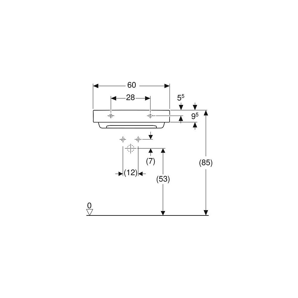 Geberit ONE Waschtisch Abgang horizontal, B 60cm, Tiefe 48cm, ohne Hahnloch, ohne Üb... GEBERIT-505033001 4025410593863 (Abb. 5)