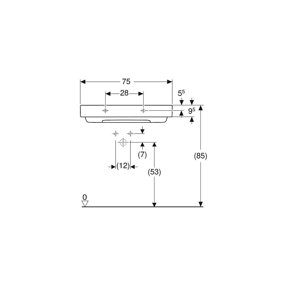 Geberit ONE Waschtisch Abgang horizontal, B 75cm, Tiefe 48cm, ohne Hahnloch, ohne Üb... GEBERIT-505035001 4025410593887 (Abb. 5)