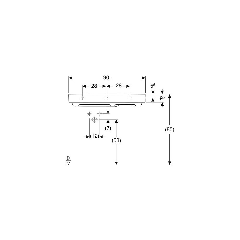 Geberit ONE Waschtisch Abgang horizontal Ablagefläche rechts 90x48cm Hahnloch links ... GEBERIT-505039001 4025410593924 (Abb. 5)