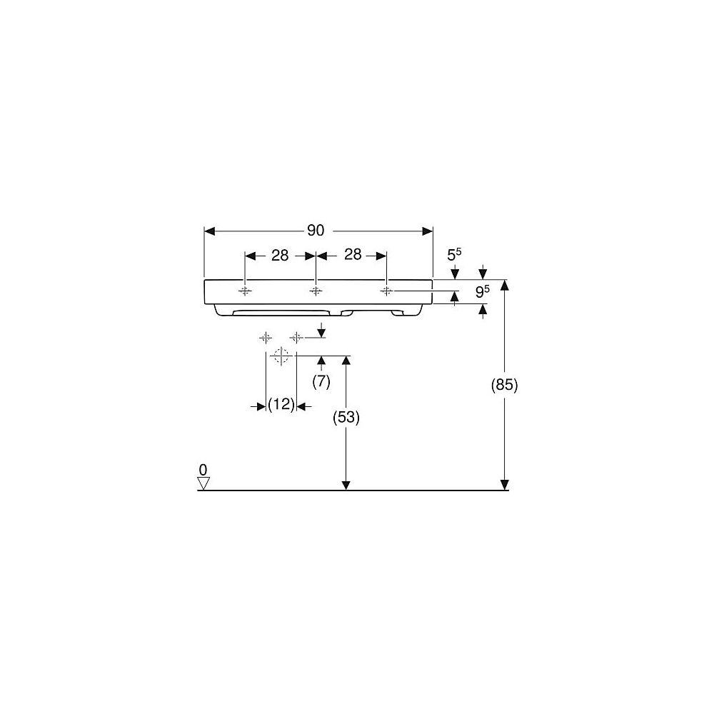 Geberit ONE Waschtisch Abgang horizontal Ablagefläche rechts 90cm T 48cm o. HL ohne ... GEBERIT-505042001 4025410593931 (Abb. 5)