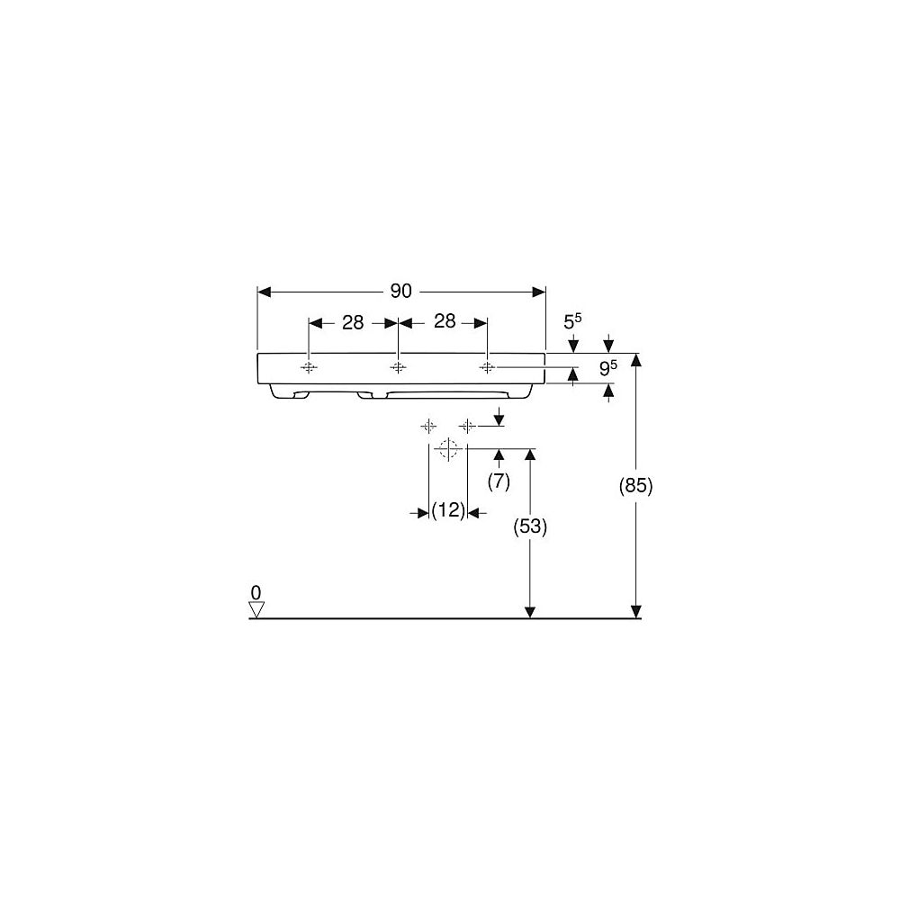 Geberit ONE Waschtisch Abgang horizontal Ablagefläche links 90x48cm Hahnloch rechts ... GEBERIT-505043001 4025410593948 (Abb. 5)