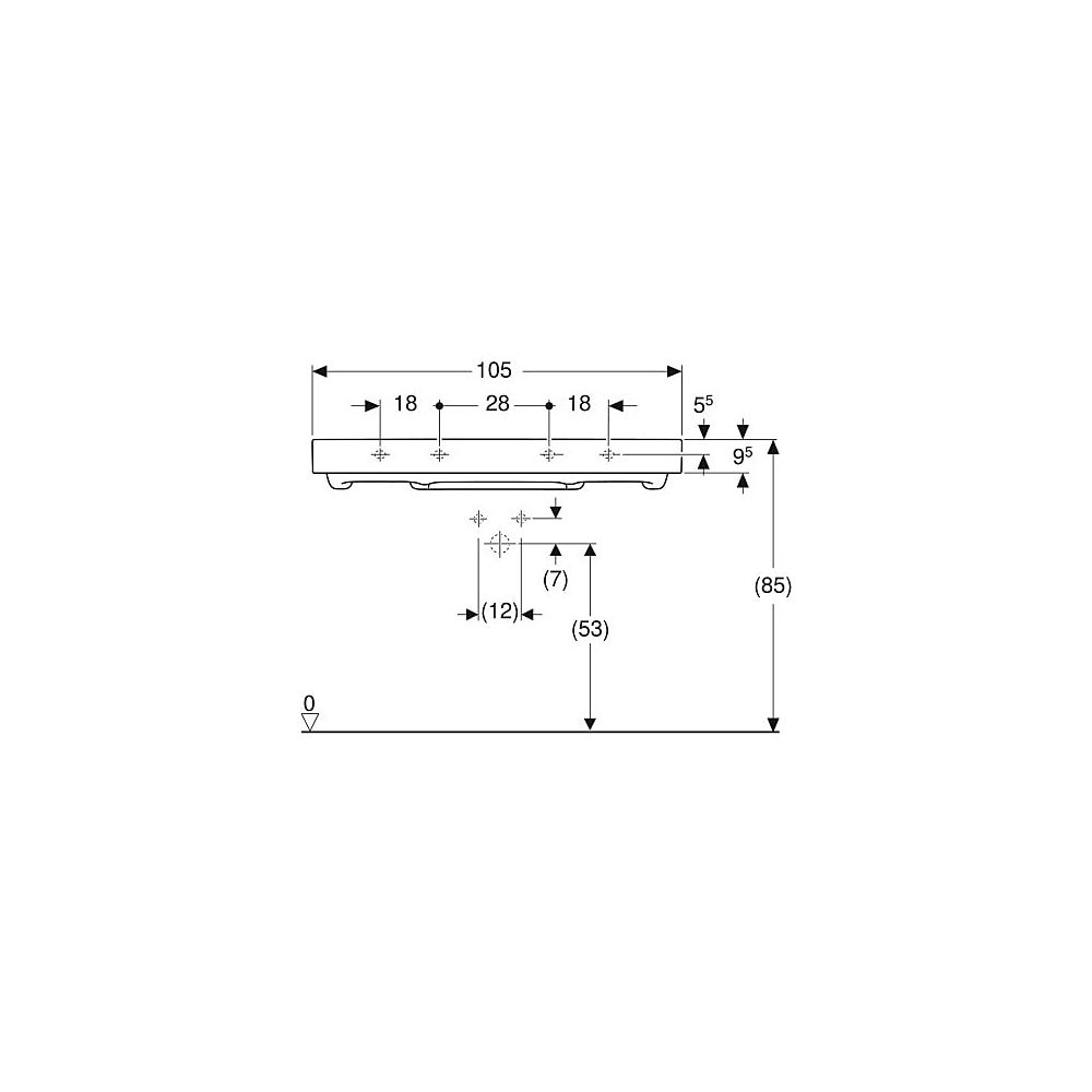 Geberit ONE Waschtisch Abgang horizontal, B 105cm, Tiefe 48cm, ohne Hahnloch, ohne Ü... GEBERIT-505045001 4025410593962 (Abb. 5)