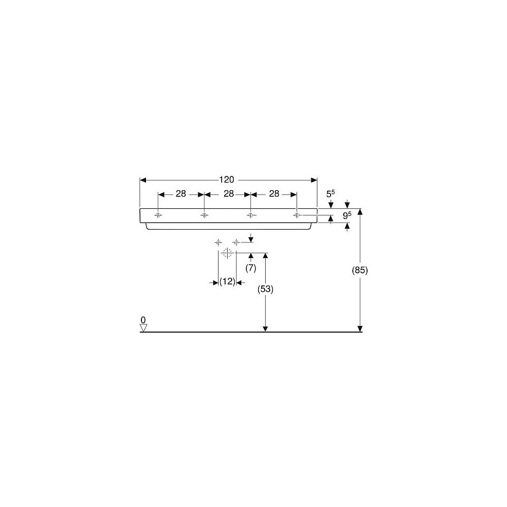 Geberit ONE Waschtisch Abgang horizontal, B 120cm, Tiefe 48cm, Hahnloch mittig, ohne... GEBERIT-505048001 4025410593993 (Abb. 5)