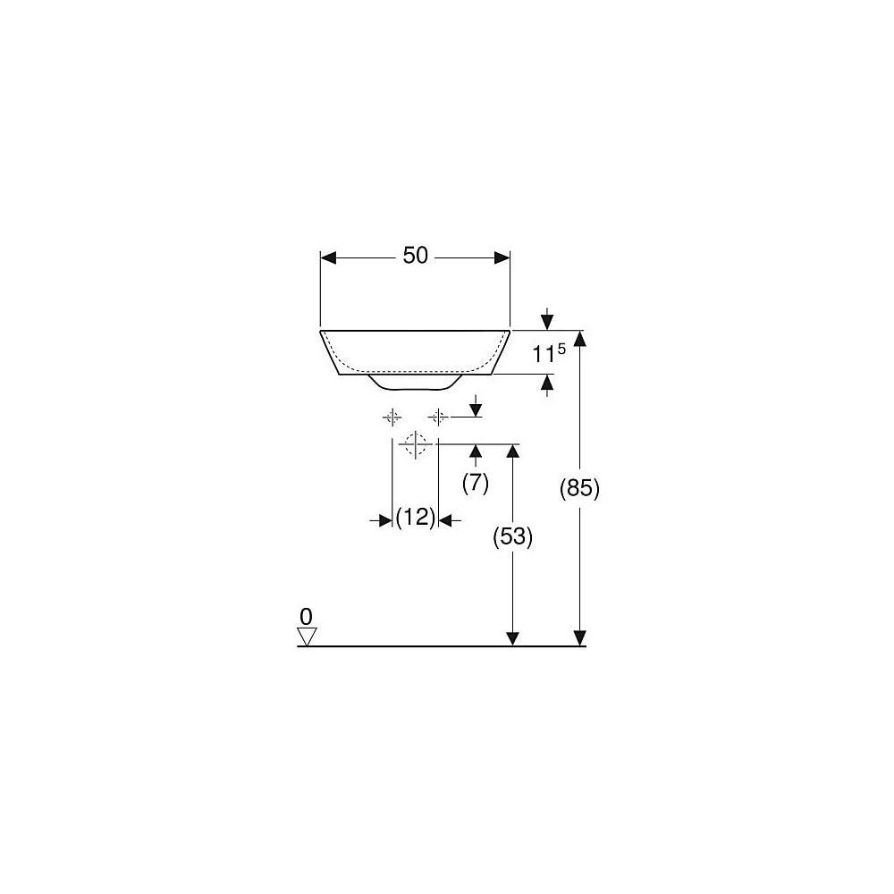 Geberit ONE Aufsatzwaschtisch Schalenform Abgang horizontal 50x42,5cm Hahnloch mitti... GEBERIT-505051001 4025410594020 (Abb. 5)
