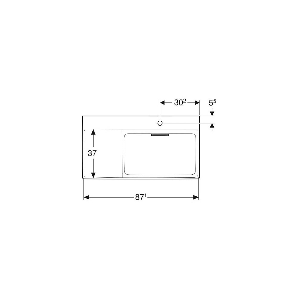 Geberit ONE Waschtisch Abgang horizontal Ablagefläche links 90x48cm Hahnloch rechts ... GEBERIT-505043001 4025410593948 (Abb. 4)
