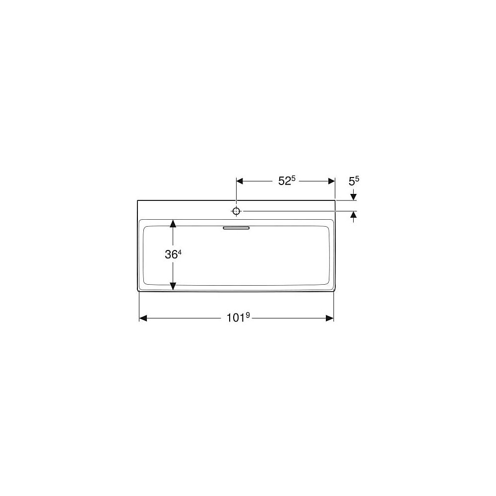 Geberit ONE Waschtisch Abgang horizontal, B 105cm, Tiefe 48cm, Hahnloch mittig, ohne... GEBERIT-505046001 4025410593979 (Abb. 4)