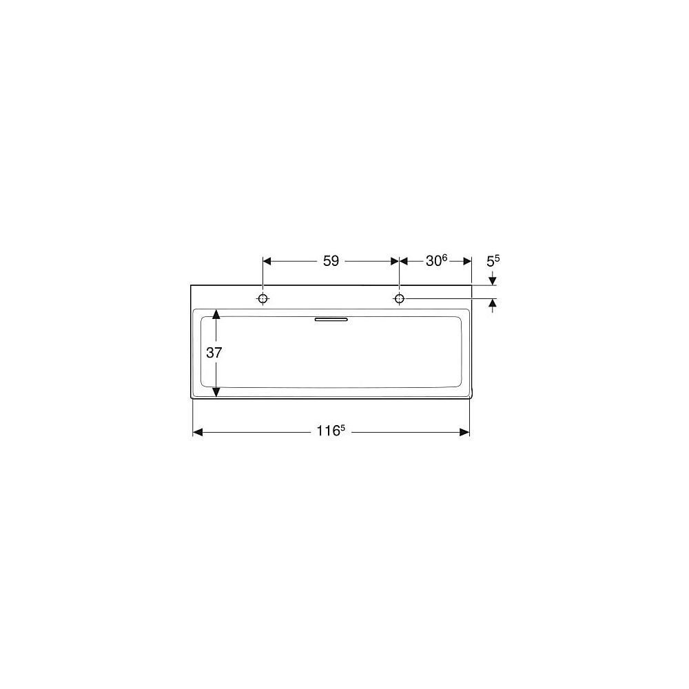Geberit ONE Waschtisch Abgang horizontal, B 120cm T 48cm Hahnloch links, rechts, ohn... GEBERIT-505049001 4025410594006 (Abb. 4)