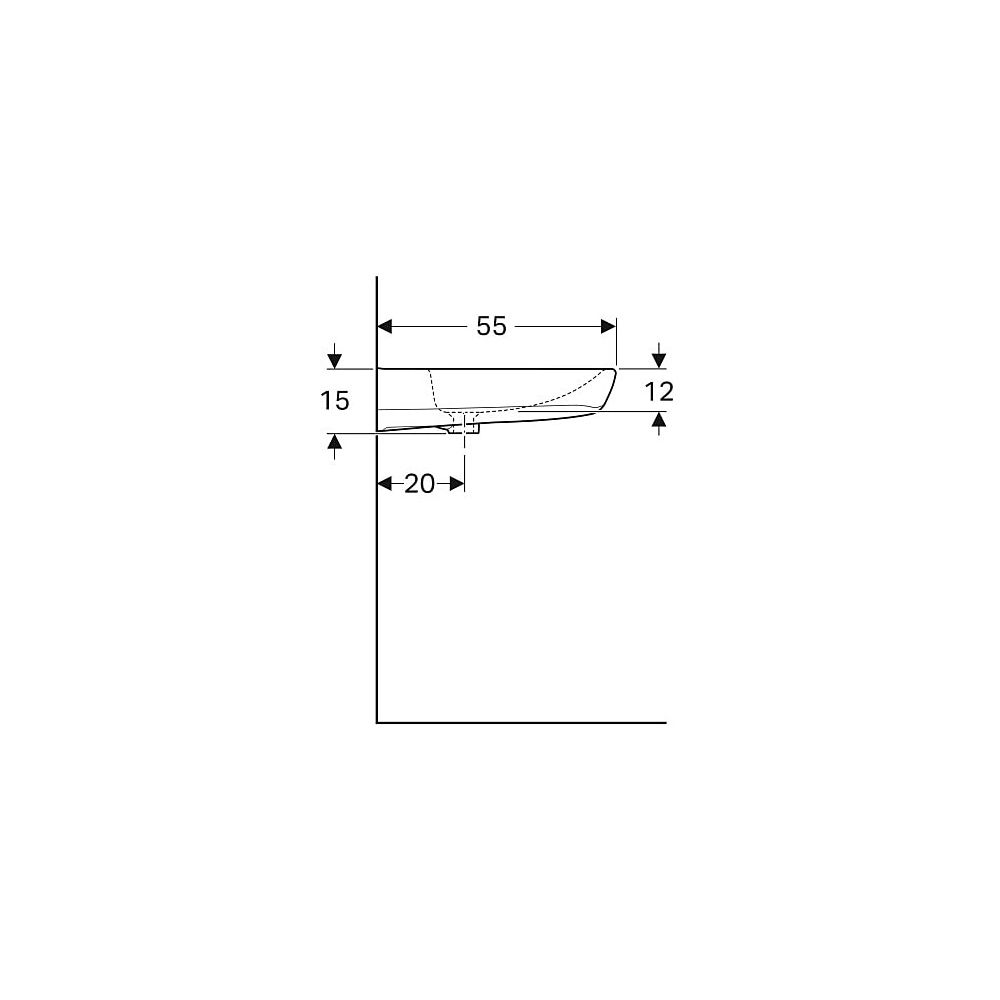 Geberit Renova Comfort Waschtisch barrierefrei, Breite 60cm, Tiefe 55cm, ohne Hahnlo... GEBERIT-501990001 4025410605238 (Abb. 6)
