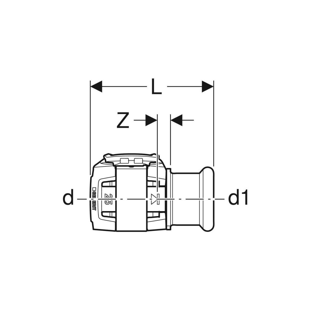 Geberit FlowFit Übergang auf Mapress, mit Pressmuffe, d 16mm, d1 15mm, Edelstahl 1.4... GEBERIT-620332001 4025410629999 (Abb. 4)