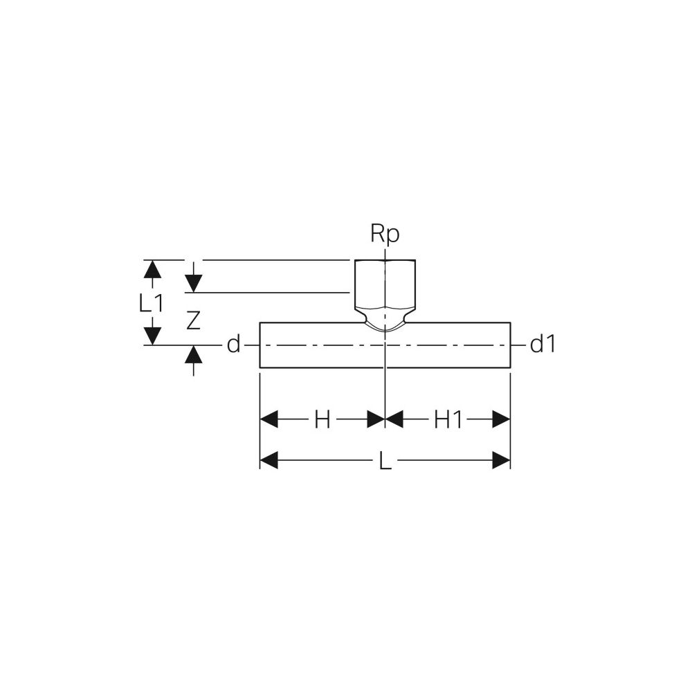Geberit Mapress C-Stahl T-Stück mit Innengewinde, Einschubenden d 35mm, Rp 1/2″, d1 35mm... GEBERIT-21344 4024723213444 (Abb. 4)