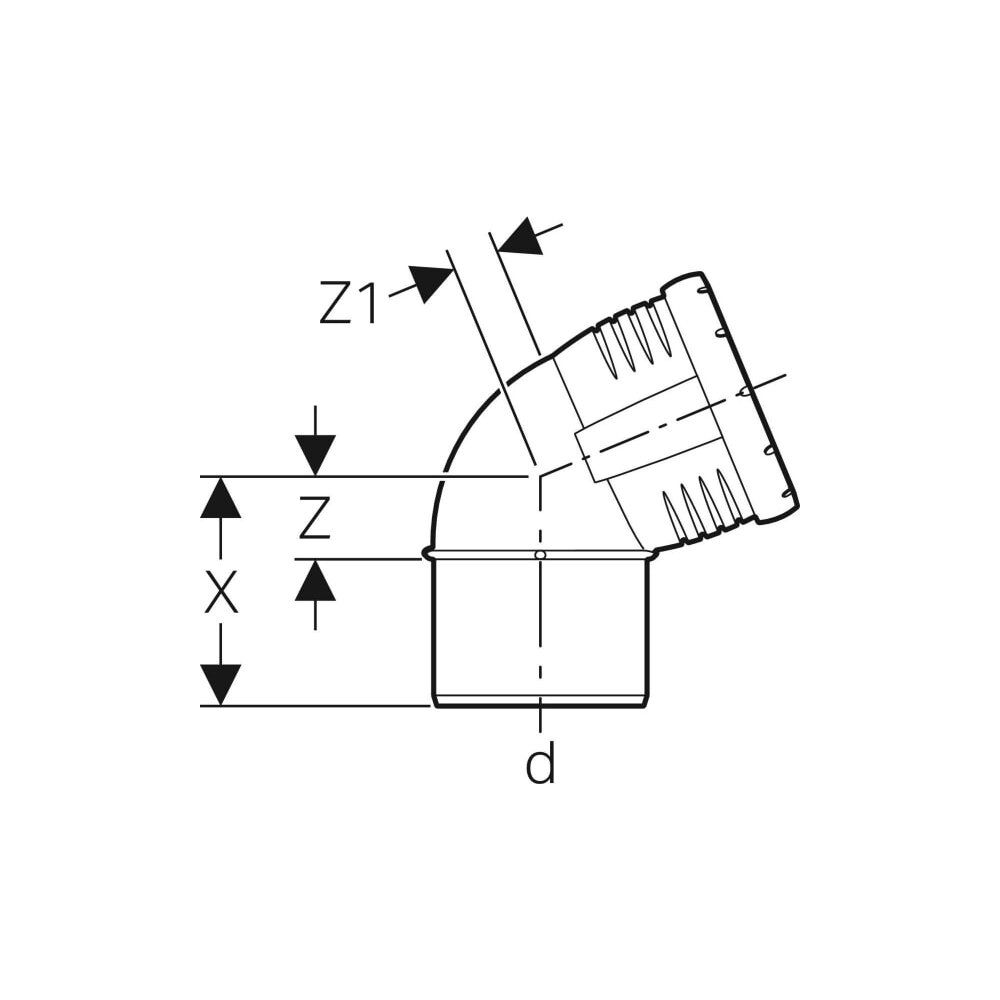 Geberit Silent-Pro Bogen 67,5 Grad, Außendurchmesser 75mm... GEBERIT-393323141 4025416475507 (Abb. 4)
