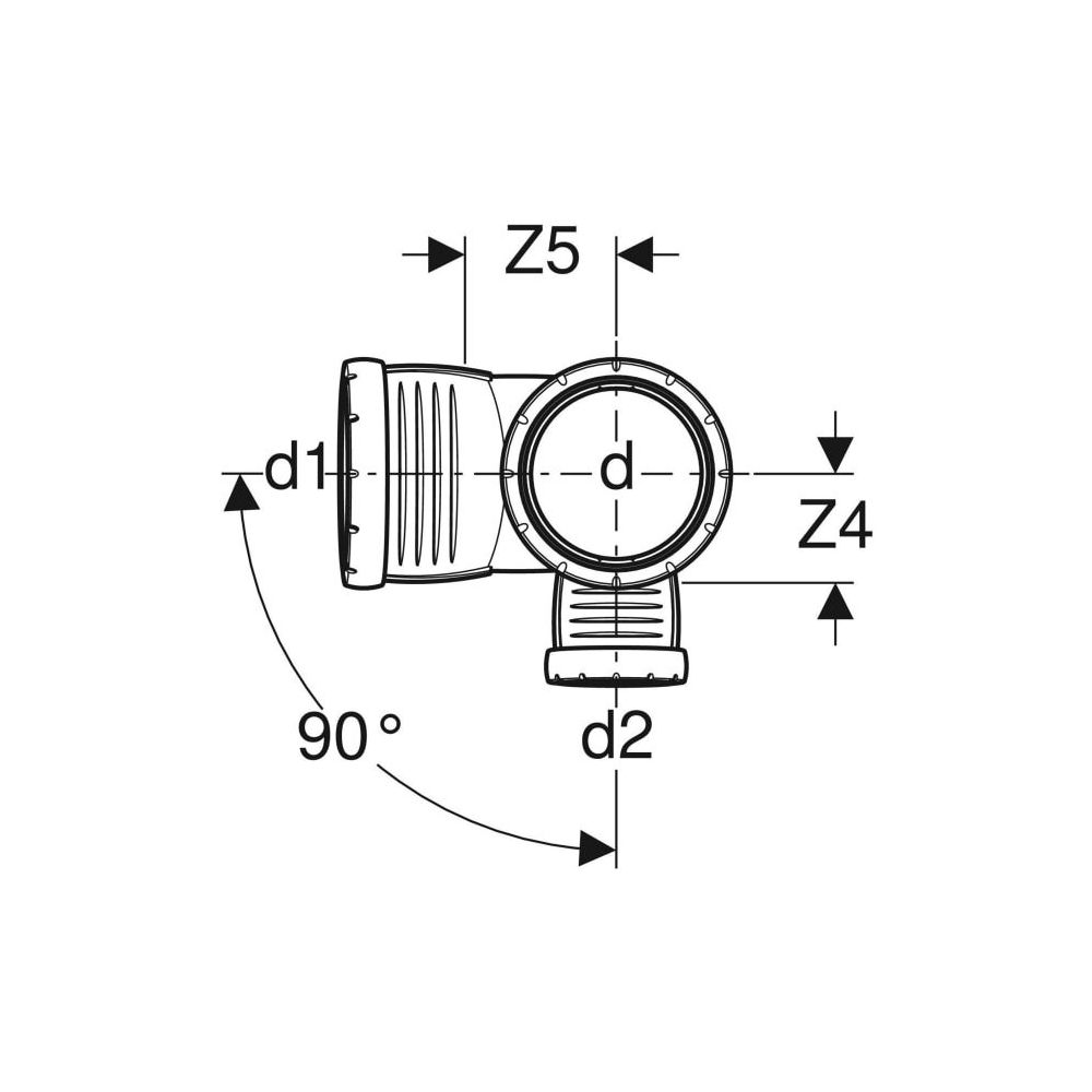 Geberit Silent-Pro Kombibogeneckabzweig 87,5 Grad rechts d 110mm, d1 90mm, d2 50mm... GEBERIT-393562141 4025416461241 (Abb. 4)