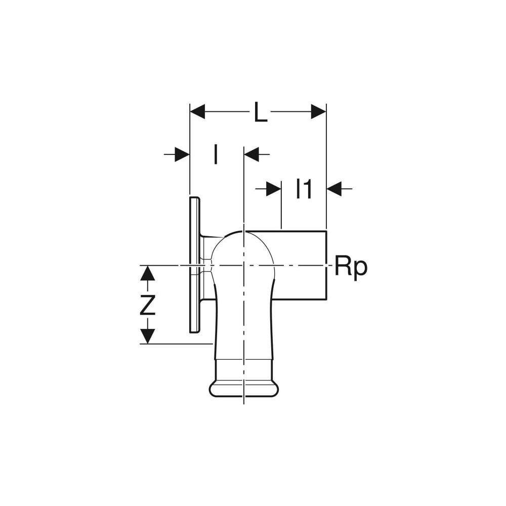 Geberit Mapress Kupfer Doppelanschlusswinkel 90 Grad, d 15mm, Rp 1/2″, d1 15mm, L1 5cm, ... GEBERIT-63462 4024723634621 (Abb. 4)