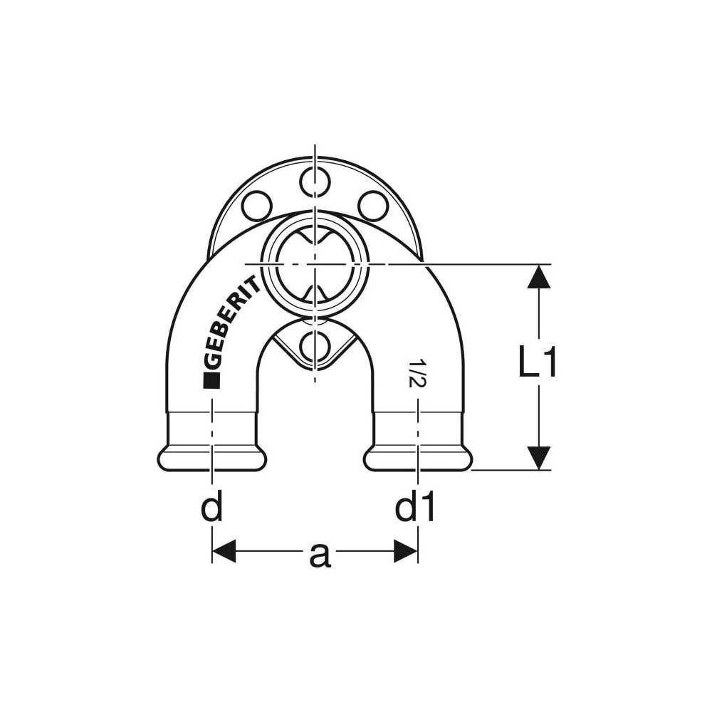 Geberit Mapress Kupfer Doppelanschlusswinkel 90 Grad, d 15mm, Rp 1/2″, d1 15mm, L1 5cm, ... GEBERIT-63462 4024723634621 (Abb. 5)