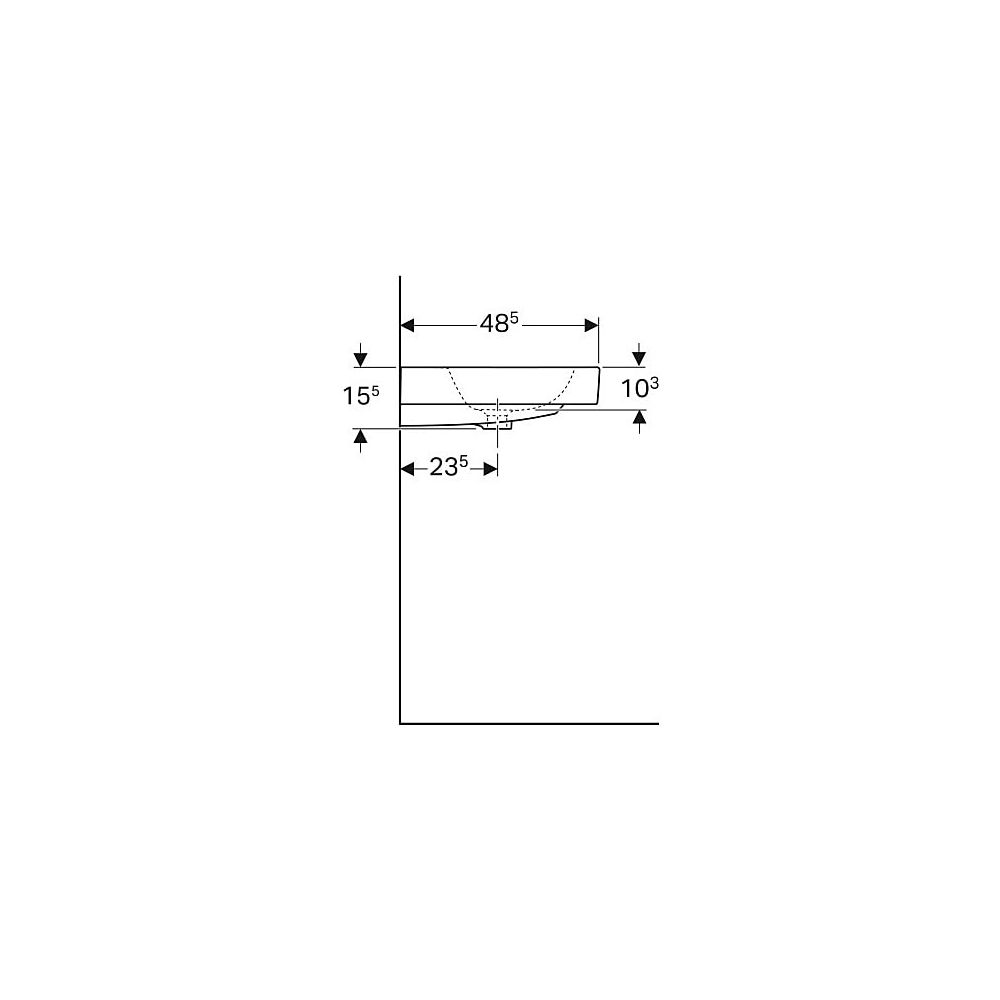 Geberit iCon Waschtisch, Breite 60cm, Tiefe 48,5cm, ohne Hahnloch, Überlauf sichtbar... GEBERIT-124063600 4022009320688 (Abb. 6)