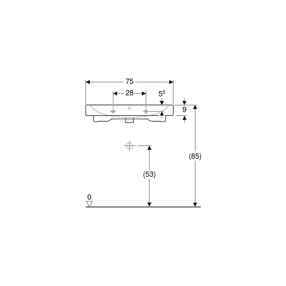 Geberit iCon Waschtisch, Breite 75cm, Tiefe 48,5cm, ohne Hahnloch, Überlauf sichtbar... GEBERIT-124078000 4022009333183 (Abb. 5)