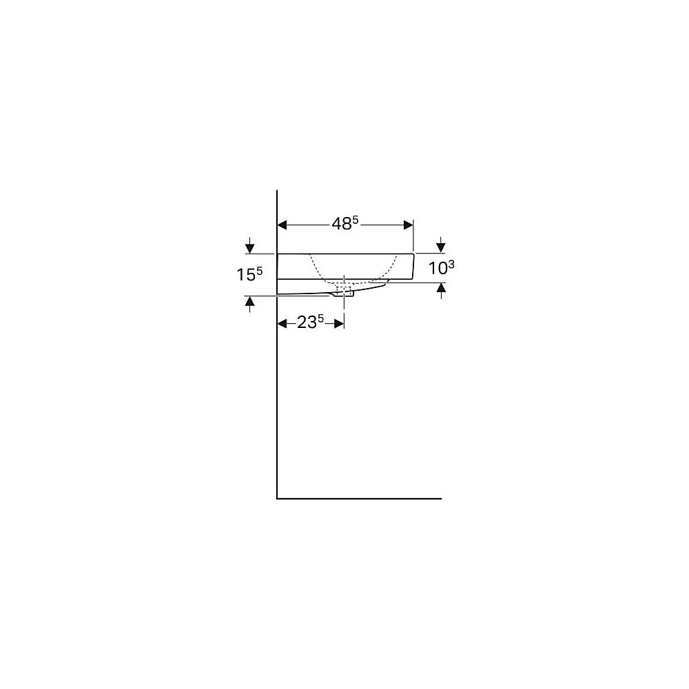 Geberit iCon Waschtisch, Breite 75cm, Tiefe 48,5cm, ohne Hahnloch, Überlauf sichtbar... GEBERIT-124078000 4022009333183 (Abb. 6)