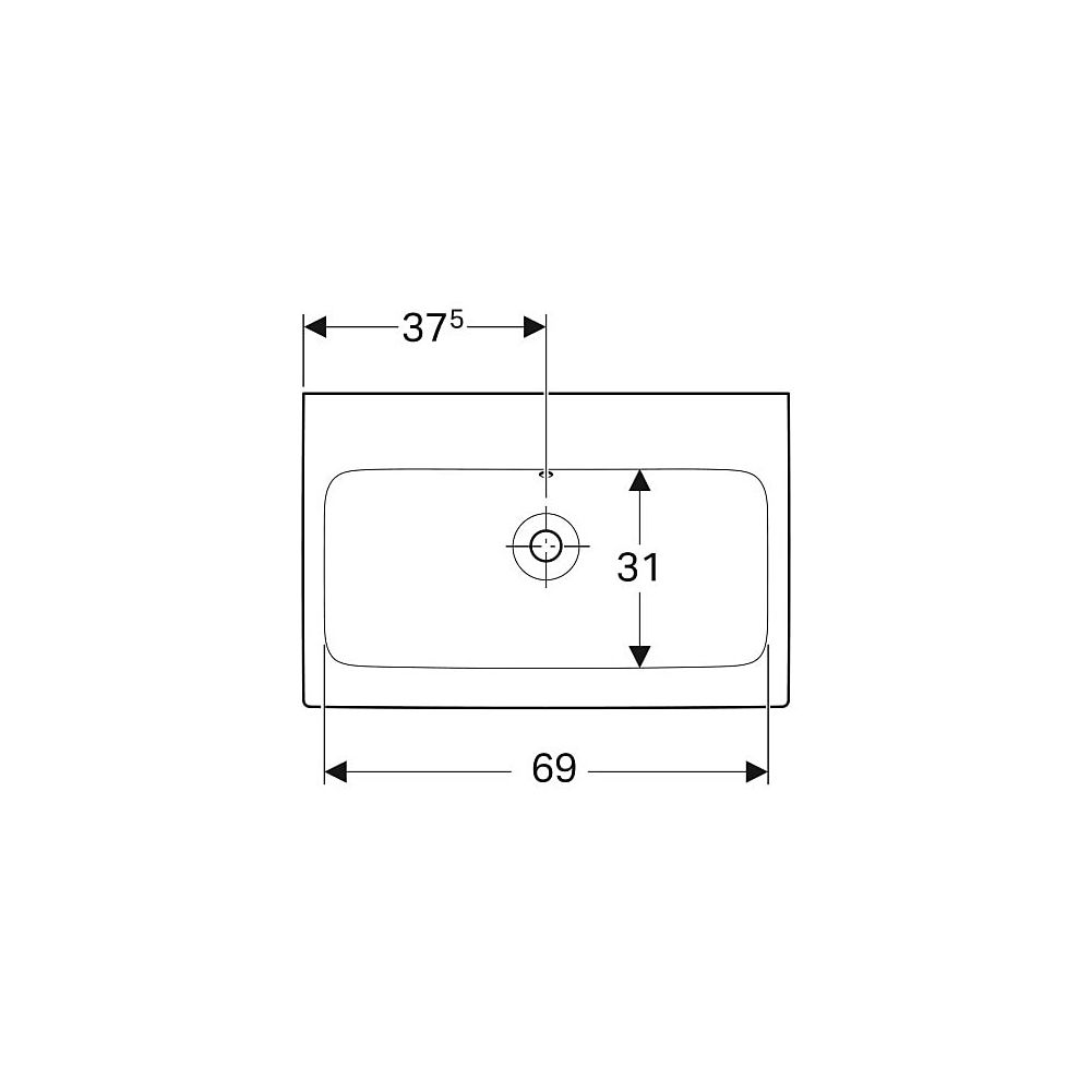 Geberit iCon Waschtisch, Breite 75cm, Tiefe 48,5cm, ohne Hahnloch, Überlauf sichtbar... GEBERIT-124078000 4022009333183 (Abb. 4)