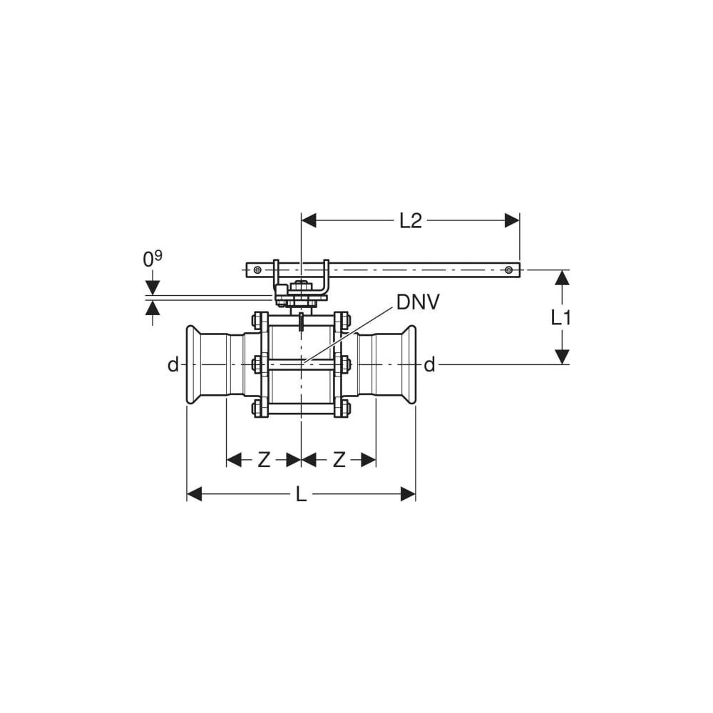 Geberit Mapress Edelstahl Kugelhahn mit Betätigungshebel, geflanscht Außendurchmesser 10... GEBERIT-92109 4024723921097 (Abb. 4)