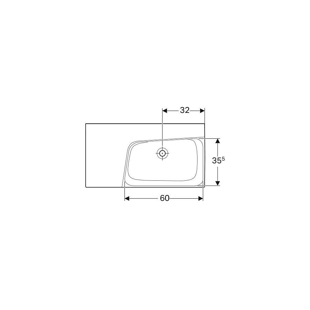 Geberit Xeno2 Waschtisch, Ablagefläche links, Breite 90cm, Tiefe 48cm, ohne Hahnloch... GEBERIT-500536011 4025416605584 (Abb. 4)