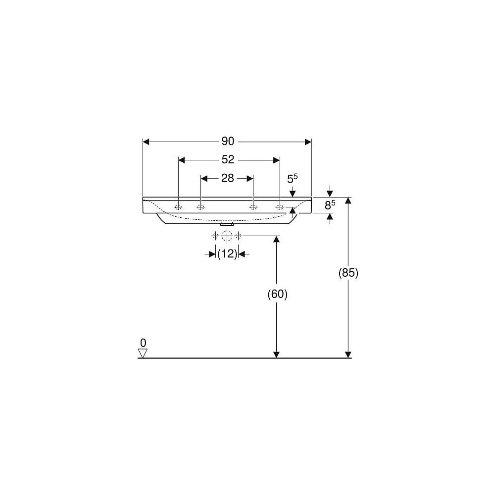 Geberit Xeno2 Waschtisch, Breite 90cm, Tiefe 48cm, ohne Hahnloch, ohne Überlauf, Wei... GEBERIT-500532011 4025416605461 (Abb. 5)