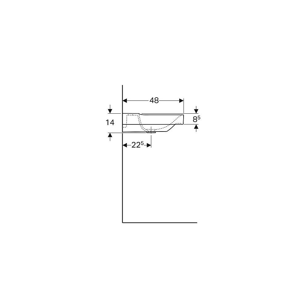 Geberit Xeno2 Waschtisch, Breite 90cm, Tiefe 48cm, Hahnloch mittig, ohne Überlauf, W... GEBERIT-500531011 4025416605447 (Abb. 6)