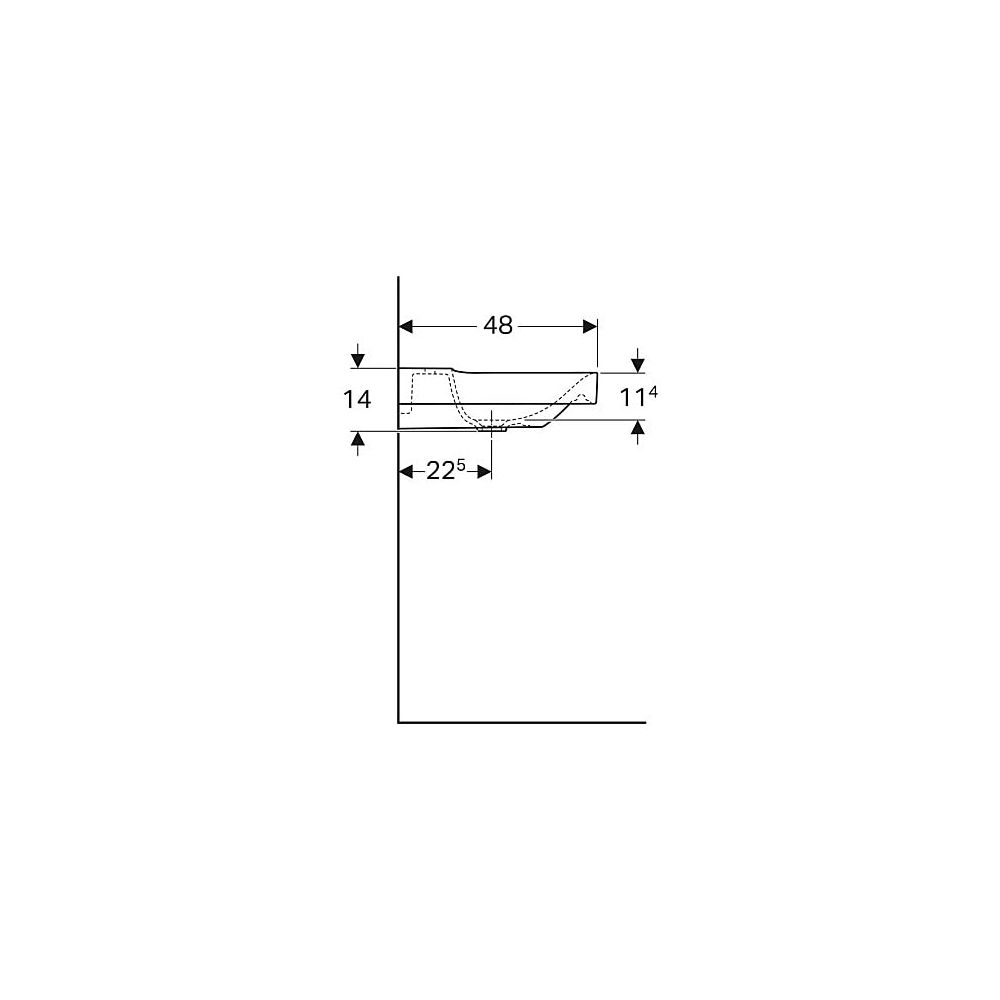 Geberit Xeno2 Waschtisch, Breite 60cm, Tiefe 48cm, Hahnloch mittig, ohne Überlauf, W... GEBERIT-500530011 4025416605430 (Abb. 6)