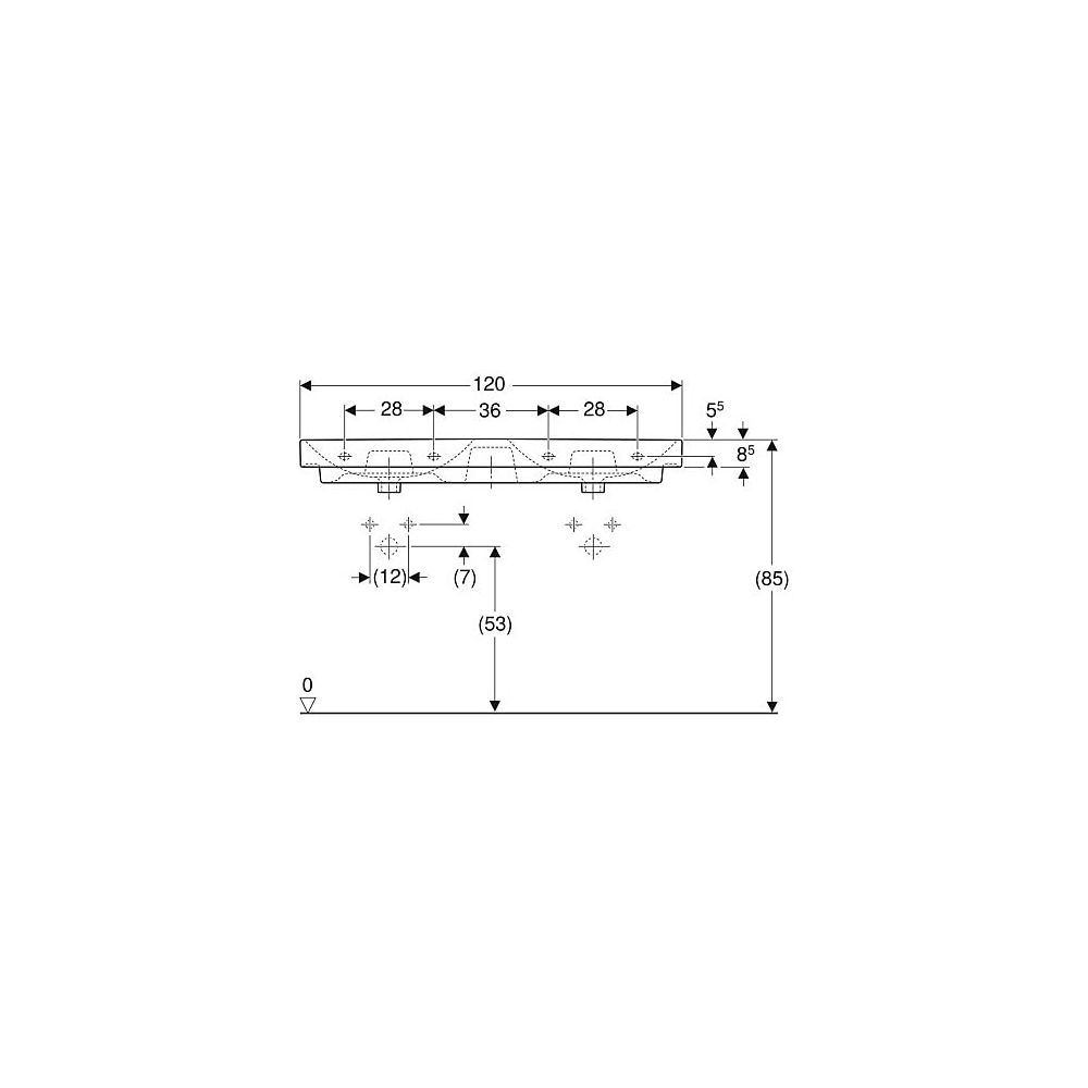 Geberit Smyle Square Doppelwaschtisch, Breite 120cm, Tiefe 48cm, Hahnloch mittig, Üb... GEBERIT-500223018 4025416357681 (Abb. 5)