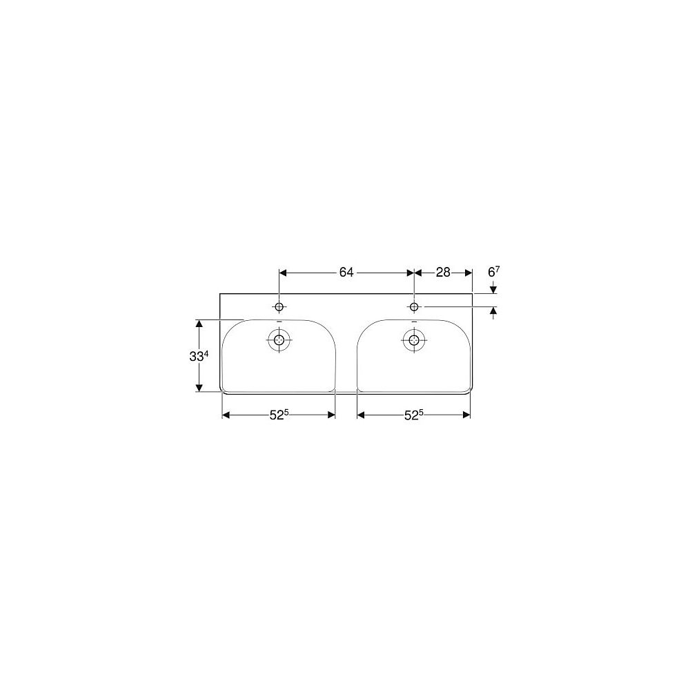 Geberit Smyle Square Doppelwaschtisch, Breite 120cm, Tiefe 48cm, Hahnloch mittig, Üb... GEBERIT-500223018 4025416357681 (Abb. 4)