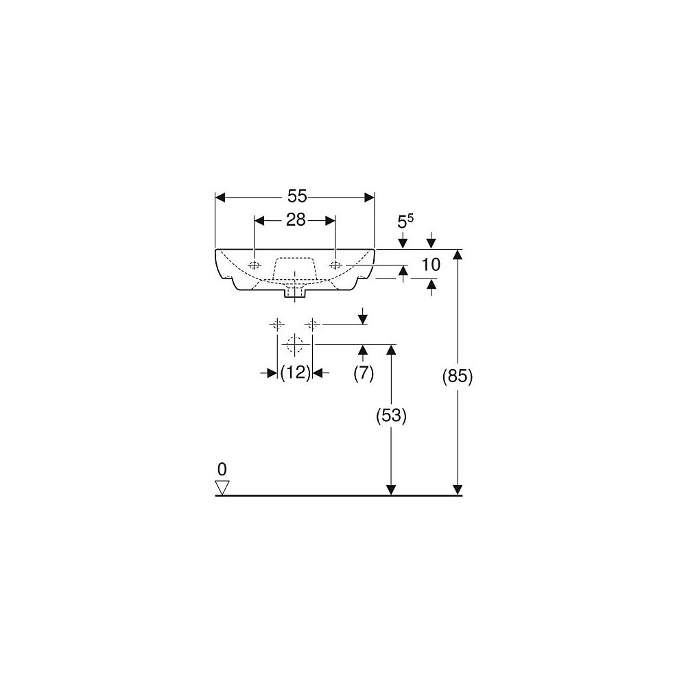 Geberit Smyle Waschtisch, Breite 55cm, Tiefe 48cm, Hahnloch mittig, Überlauf sichtba... GEBERIT-500227011 4025416520283 (Abb. 5)