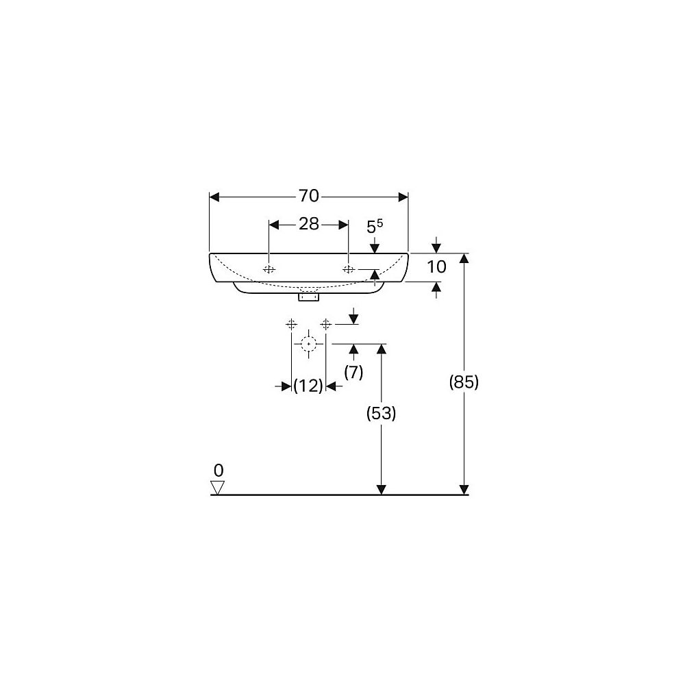 Geberit Smyle Waschtisch, Breite 70cm, Tiefe 48cm, Hahnloch mittig, Überlauf sichtba... GEBERIT-500248018 4025416362753 (Abb. 5)
