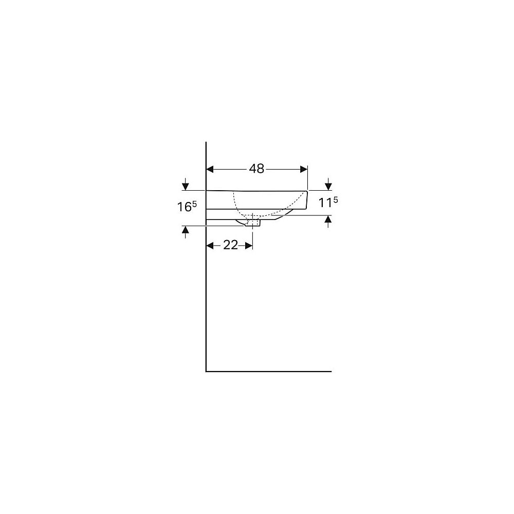 Geberit Smyle Square Waschtisch, Breite 75cm, Tiefe 48cm, Hahnloch mittig, Überlauf ... GEBERIT-500249018 4025416358343 (Abb. 6)