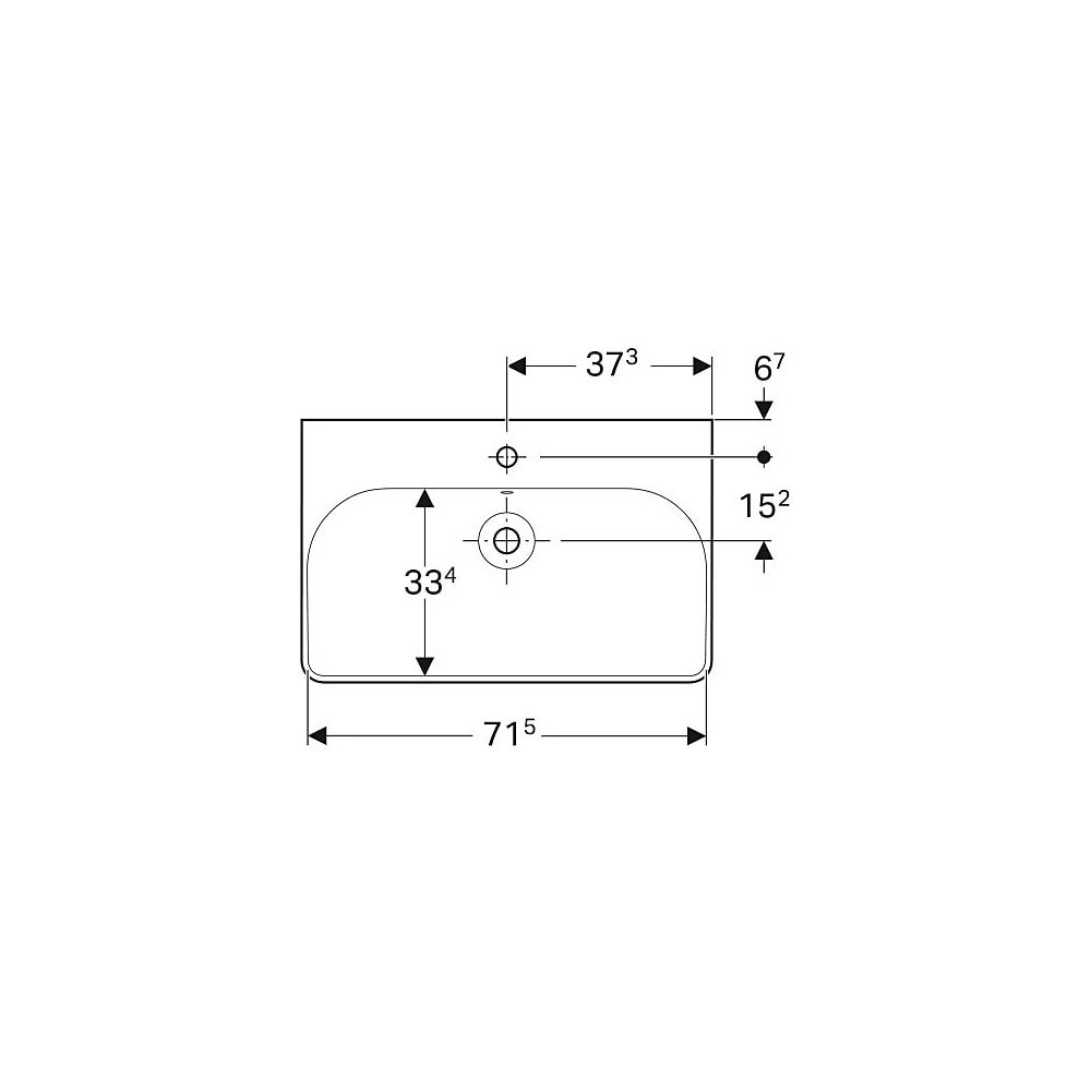 Geberit Smyle Square Waschtisch, Breite 75cm, Tiefe 48cm, Hahnloch mittig, Überlauf ... GEBERIT-500249018 4025416358343 (Abb. 4)