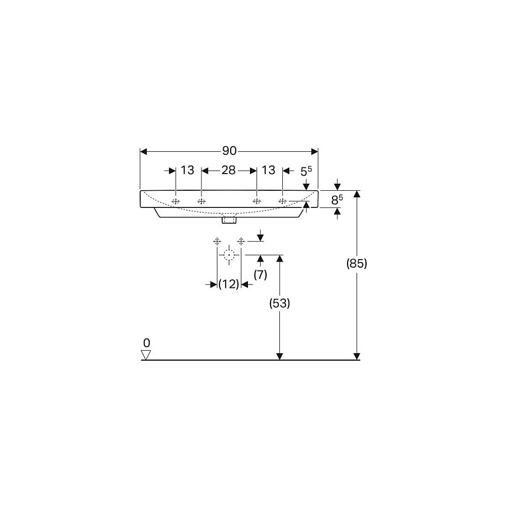 Geberit Smyle Square Waschtisch, Breite 90cm, Tiefe 48cm, ohne Hahnloch, Überlauf si... GEBERIT-500250018 4025416362791 (Abb. 5)