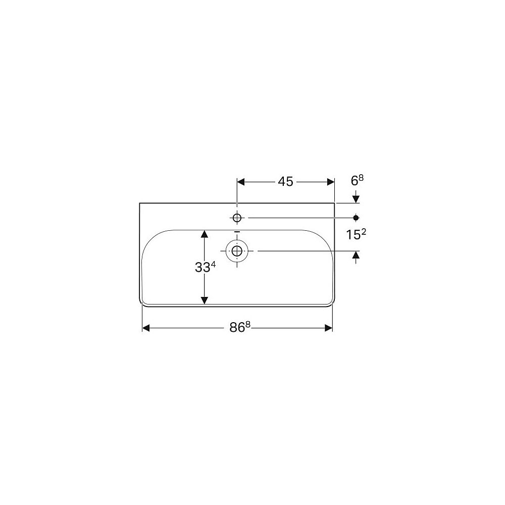 Geberit Smyle Square Waschtisch, Breite 90cm, Tiefe 48cm, Hahnloch mittig, Überlauf ... GEBERIT-500251018 4025416362821 (Abb. 4)