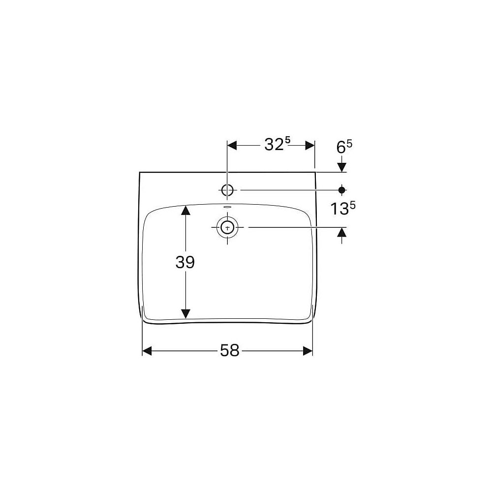 Geberit Renova Comfort Waschtisch barrierefrei, Breite 65cm, Tiefe 55cm, Hahnloch mi... GEBERIT-258565000 4022009344011 (Abb. 4)