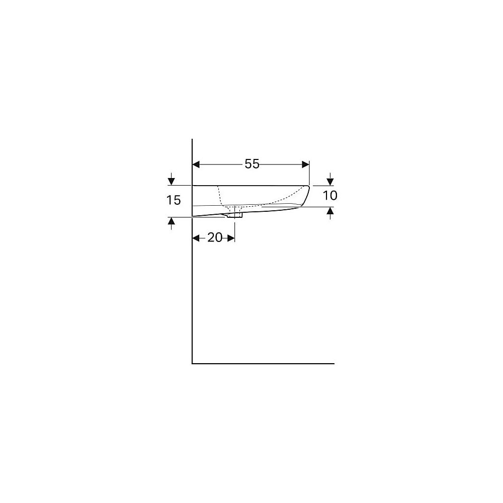 Geberit Renova Comfort Waschtisch barrierefrei, Breite 65cm, Tiefe 55cm, Hahnloch mi... GEBERIT-258565000 4022009344011 (Abb. 6)