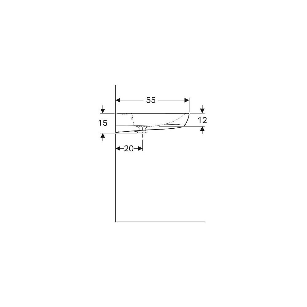 Geberit Renova Comfort Waschtisch barrierefrei, Breite 55cm, Tiefe 55cm, Hahnloch mi... GEBERIT-258555600 4022009344059 (Abb. 6)