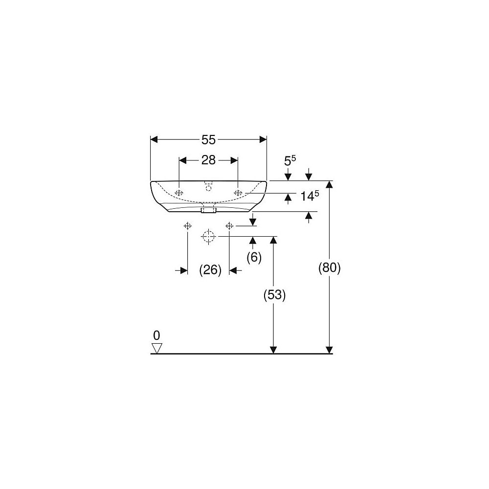 Geberit Renova Comfort Waschtisch barrierefrei, Breite 55cm, Tiefe 55cm, Hahnloch mi... GEBERIT-258555600 4022009344059 (Abb. 5)