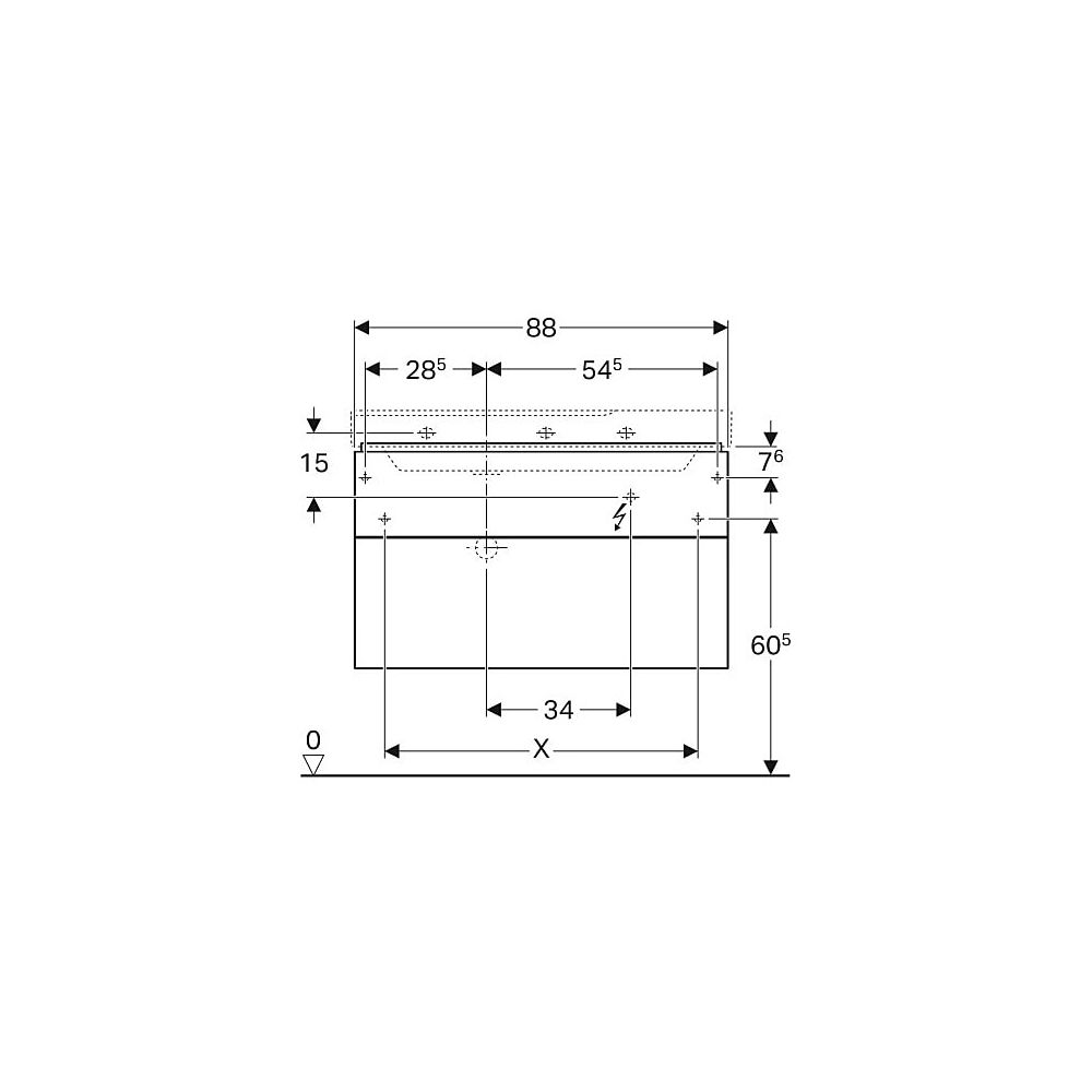 Geberit Xeno2 Unterschrank für Waschtisch Ablagefläche 2 Schubladen 88x53x462cm Weiß... GEBERIT-500515011 4025416610144 (Abb. 6)