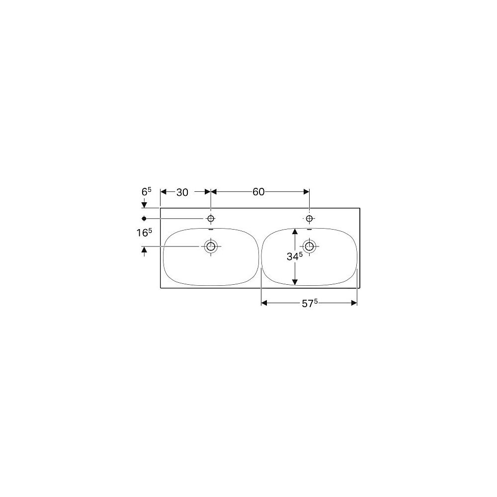 Geberit Acanto Doppelwaschtisch, Breite 120cm, Tiefe 48,2cm, Hahnloch mittig, Überla... GEBERIT-500627012 4022009352894 (Abb. 4)
