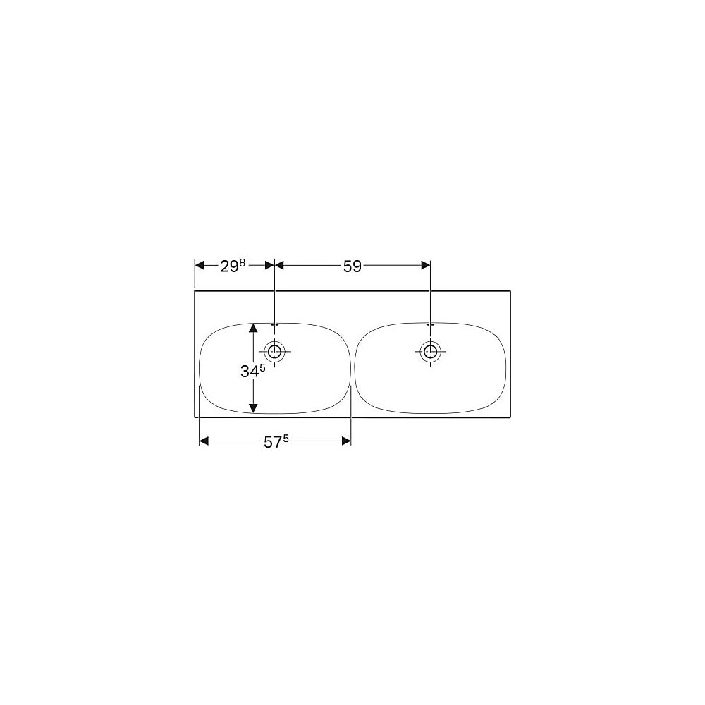 Geberit Acanto Doppelwaschtisch, Breite 120cm, Tiefe 48,2cm, ohne Hahnloch, Überlauf... GEBERIT-500628012 4022009352900 (Abb. 5)