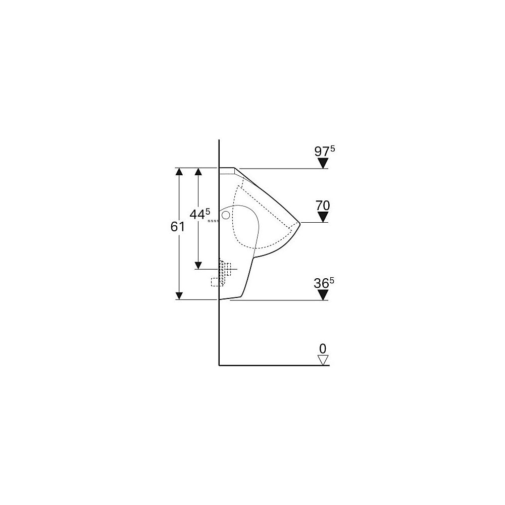 Geberit Renova Urinal Zulauf von oben, Tiefe 37cm, Abgang nach hinten oder nach unte... GEBERIT-235200600 4022009229707 (Abb. 6)