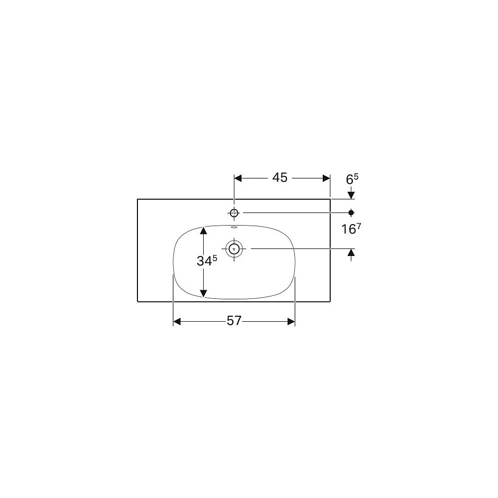 Geberit Acanto Waschtisch mit Ablagefläche, Breite 90cm, Tiefe 48,2cm, Hahnloch mitt... GEBERIT-500623018 4022009353020 (Abb. 4)