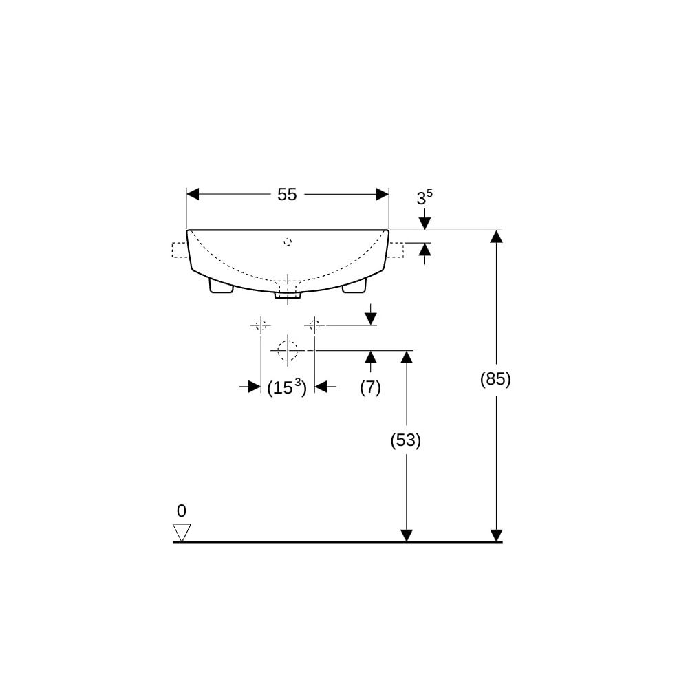 Geberit VariForm Halbeinbauwaschtisch rechteckig Überlauf sichtbar, Weiß/KeraTect... GEBERIT-500681001 4025410643384 (Abb. 8)