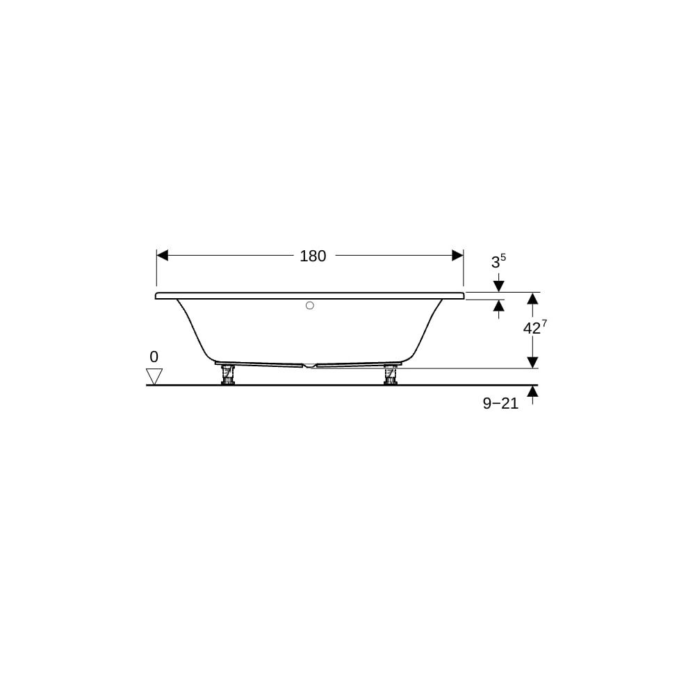 Geberit Renova Rechteckbadewanne Duo 180x80cm, Gesamtvolumen 218l... GEBERIT-554209011 4025410949769 (Abb. 8)