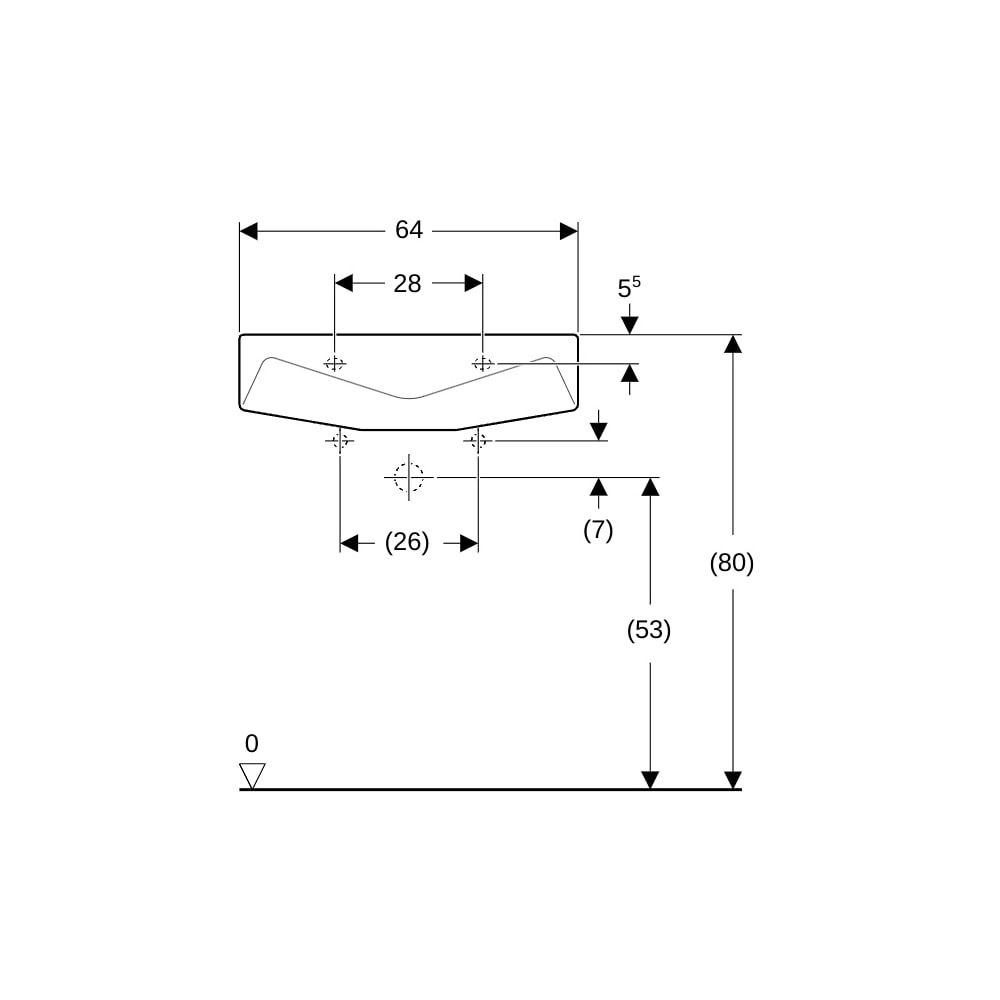Geberit Paracelsus Waschtisch, Breite 64cm, Tiefe 49cm, ohne Hahnloch, ohne Überlauf... GEBERIT-251060000 4022009052015 (Abb. 8)